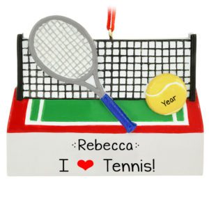 Image of I Love Tennis Personalized Racket And Ball Ornament