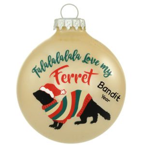 Image of Pet Ferret Falalalala Personalized Glass Ball Ornament