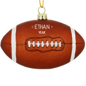Image of Personalized Glass Football 3-Dimensional Ornament