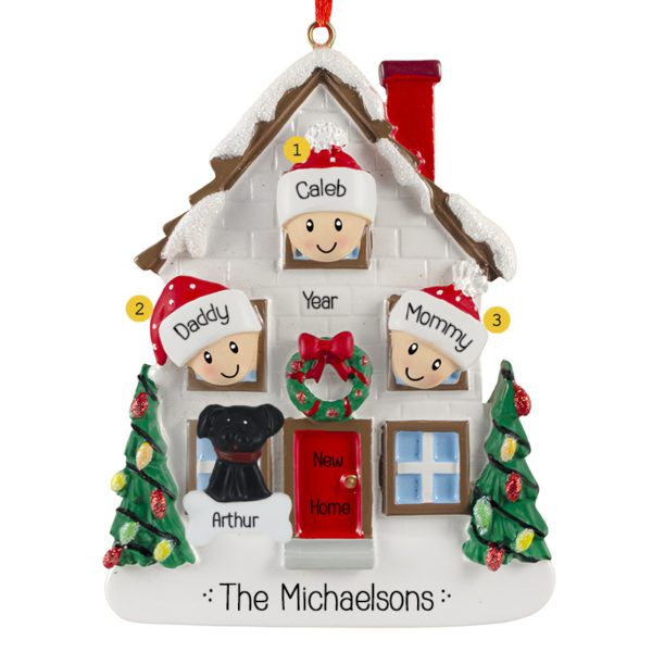 Family Of 3 With Dog New Home Personalized Ornament - Personalized ...