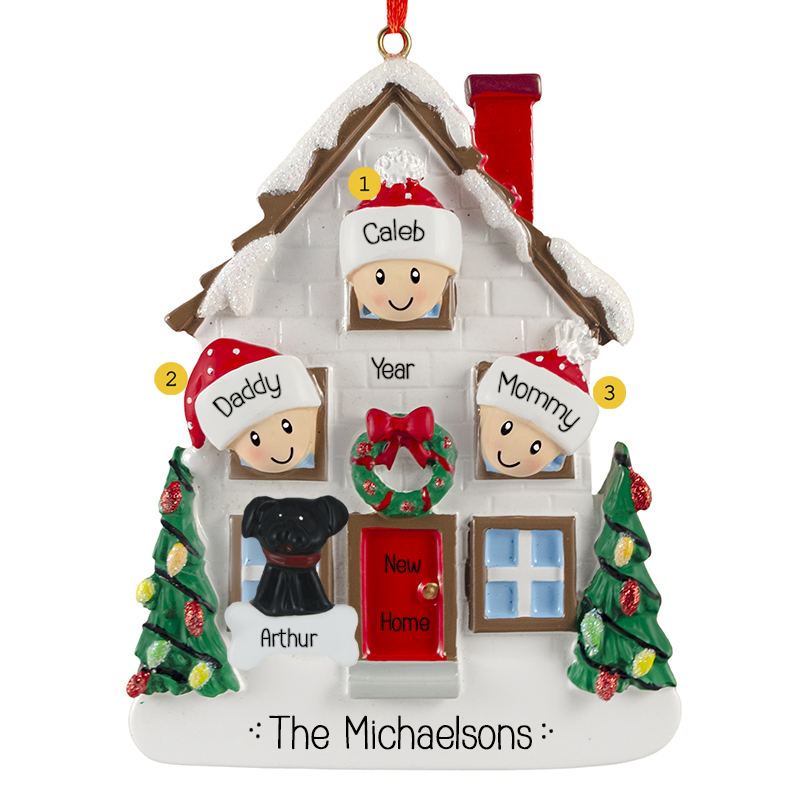 Family Of 3 With Dog New Home Personalized Ornament - Personalized ...