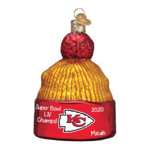 Image of Personalized Kansas City Chiefs Super Bowl Champs Glass Beanie 3-D Ornament