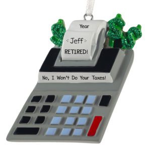 Image of Retired Accountant Festive Calculator Personalized Ornament