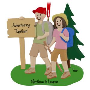 Image of Couple Adventuring Together Personalized Hiking Ornament