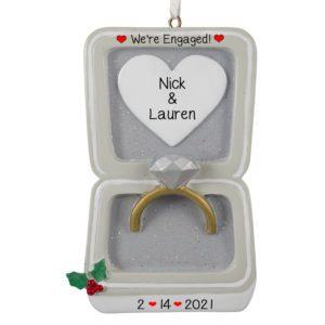 Image of Personalized Engagement Ring Box SILVER Box Ornament