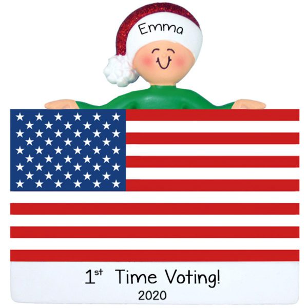 Image of First Time Voting American Flag Ornament