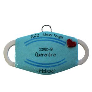 Image of Personalized Never Forget Coronavirus Blue DOUGH Mask Ornament