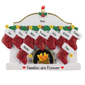 Image of Personalized Grandparents With 7 Grandkids And 2 Dogs Fireplace Ornament