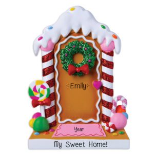 Image of Personalized Gingerbread And Candy Cane Glittered Door Ornament