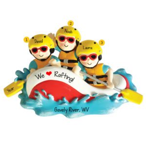 Image of Family Of 4 Rafting During COVID Personalized Ornament