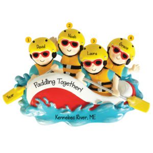 Image of Personalized Rafting Family Of 4 Ornament