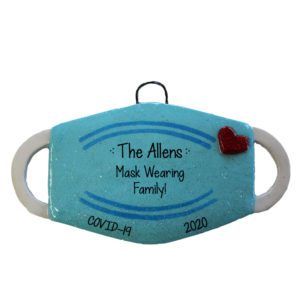 Image of Personalized Family Wears COVID Masks DOUGH Ornament