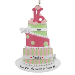 Image of Sweet 16 Birthday Celebration PINK Cake Ornament