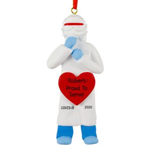 Image of Personalized COVID Medical Professional Wearing PPE Ornament