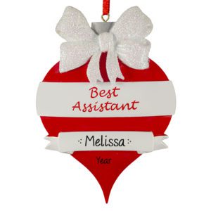 Image of Personalized Best Assistant Glittered Christmas Ornament