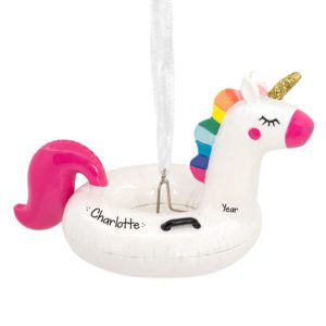 Image of Personalized Unicorn Pool Float Dimensional Ornament