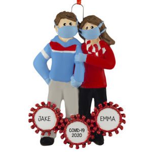 Image of Couple Wearing Masks During COVID Pandemic Personalized Ornament