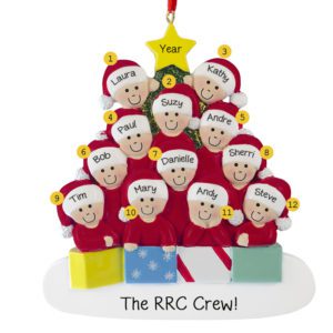 Image of Personalized Workplace Or Group Of 12 Glittered Tree Ornament