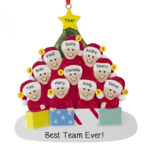 Image of Personalized Workplace Or Team Of 10 Glittered Tree Ornament
