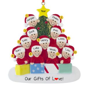 Image of Personalized 11 Grandkids Glittered Tree Ornament