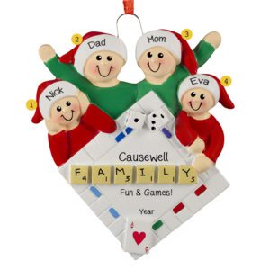 Image of Personalized Family Of 4 Playing Games Ornament