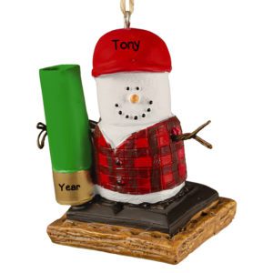 Image of Personalized S'mores Hunter Holding Shotgun Shell Ornament