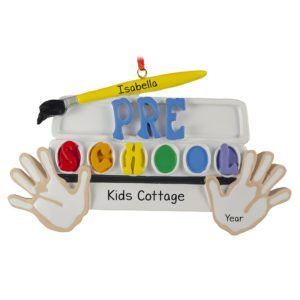 Image of Personalized Preschool Paint Set And Hands Ornament