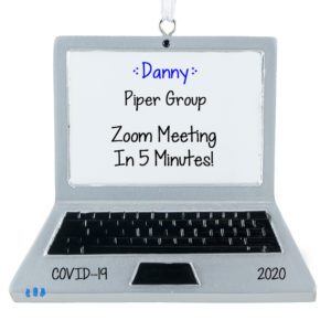 Image of Personalized Work From Home Zoom Meeting Silver Laptop Ornament
