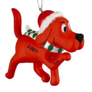 Image of Personalized Clifford The Big Red Dog Wearing Scarf And Hat Ornament