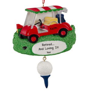 Image of Personalized 1st Birdie Golf Cart And Dangling Tee Ornament