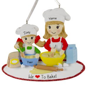 Image of Personalized Grandmother And Granddaughter Baking Together Ornament