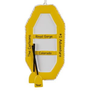 Image of Personalized Yellow Raft River Adventure Ornament