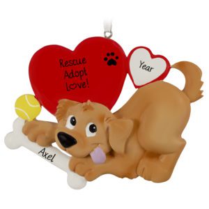Image of Personalized TAN Rescued Dog With Hearts And Bone Ornament