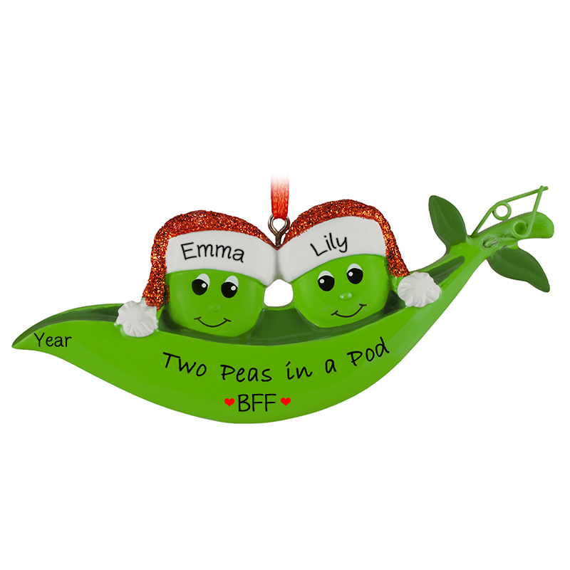 6 Peas In A Pod Christmas Tree Ornament ~ you add your own family and pets names 