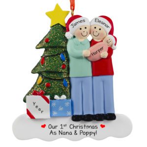 Image of 1st Christmas As Grandparents Of Baby GIRL Glittered Tree Ornament