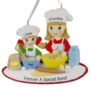 Image of Personalized Grandmother And Granddaughter Baking Memories Together Ornament