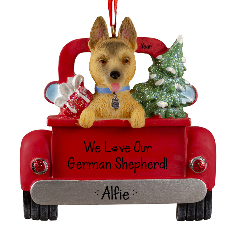 Details about   Black Dachshund Puppy In Red Pick Up Truck Personalized Christmas Dog Ornament 