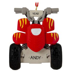 Image of Personalized ATV RED And Yellow Ornament