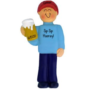 Image of Sip Sip Hooray MALE Holding Beer 21st Birthday Ornament