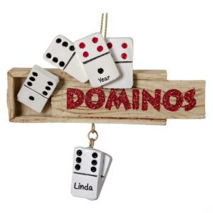 Image of Personalized Dominos Game Glittered Ornament