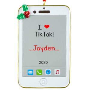 Image of I love TikTok Festive Cell Phone Personalized Ornament