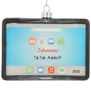 Image of Personalized Addicted To TikTok iPad Tablet Glass Ornament