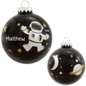 Image of Personalized Astronaut Glittered Glass Ball Ornament