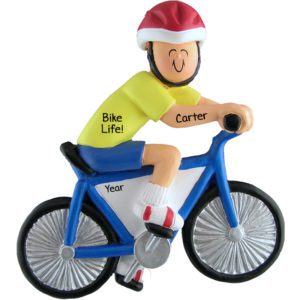 Image of Personalized MALE Riding BIKE Yellow Shirt Ornament