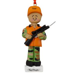 Image of Personalized MALE Hunter Holding Rifle Ornament African American