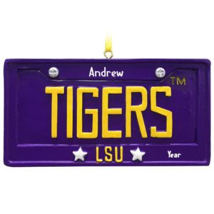Image of Personalized Clemson Tigers License Plate Ornament ORANGE