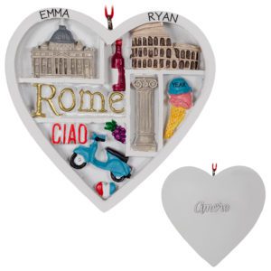 Image of Personalized Rome Heart Shaped Shadow Box Ornament