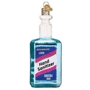 Image of Personalized Hand Sanitizer Glittered Glass Ornament