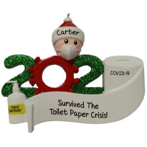 Image of Personalized 2020 Person Survived Toilet Paper Crisis Glittered Ornament