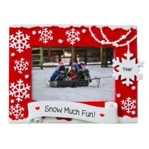 Image of Personalized RED Snowflake Picture Frame Easel Back Ornament